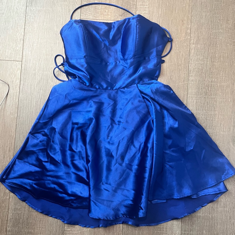 Windsor Blue Strappy Skater Mini Formal Dress